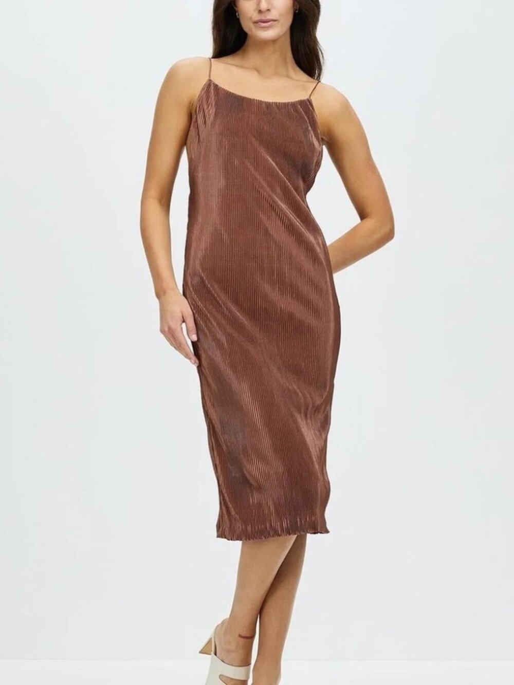 Third Form Rolling Hills Micropleat Dress - Bronze